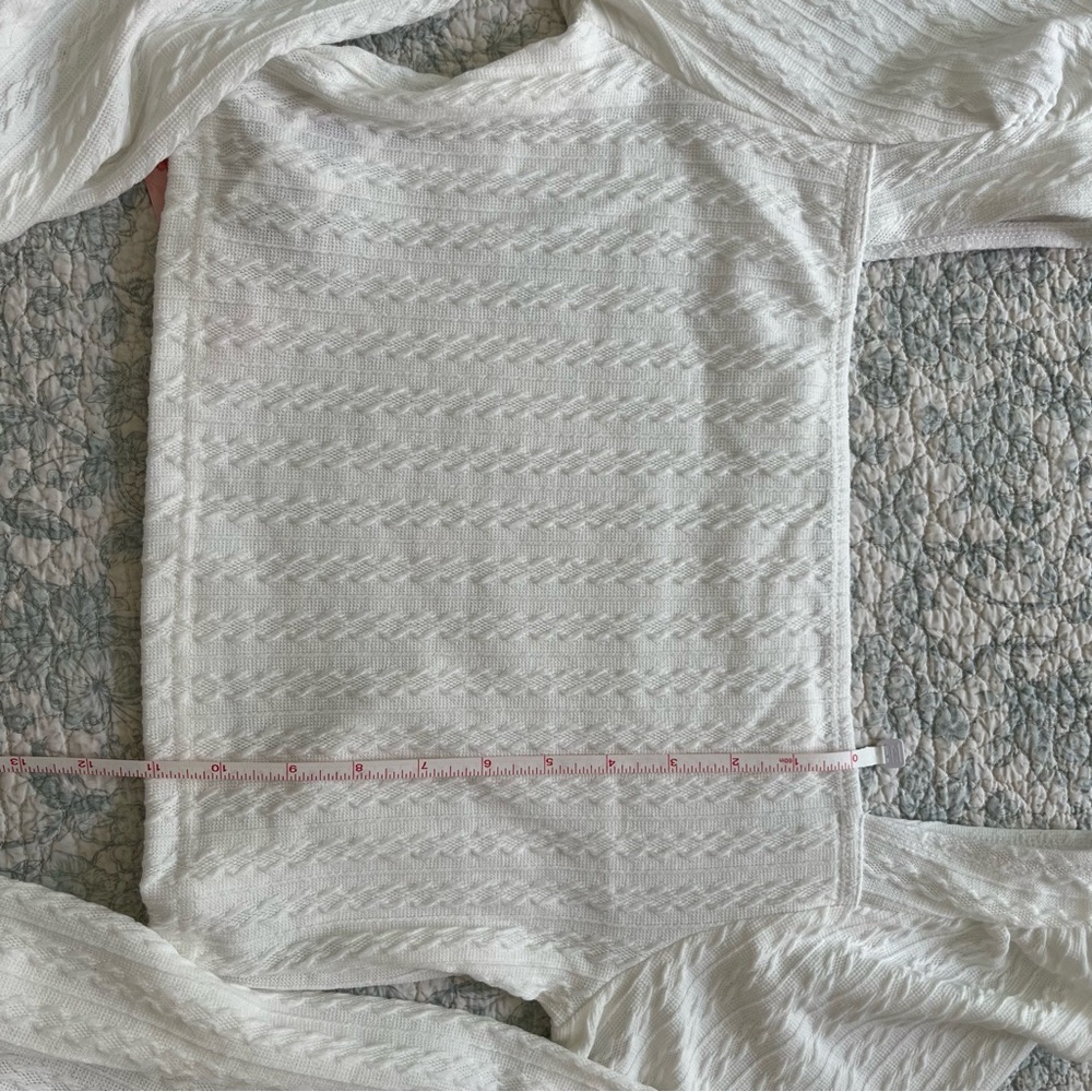 SHEIN White Puff Sleeve Smocked Crop Blouse Knit (1-116) - Picture 8 of 10